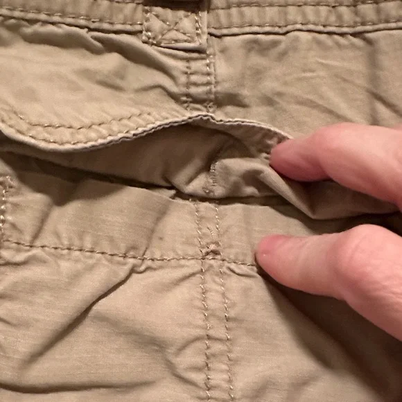 Light Taupe Cargo Capris with Drawstring Hem - Picture 5 of 11